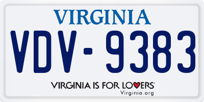 VA license plate VDV9383