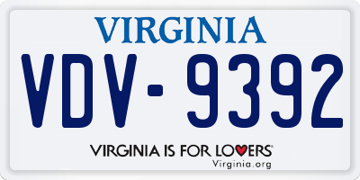 VA license plate VDV9392