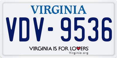 VA license plate VDV9536