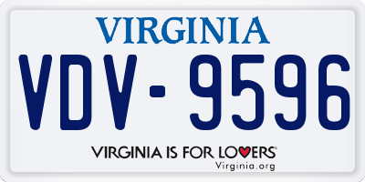 VA license plate VDV9596