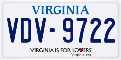 VA license plate VDV9722