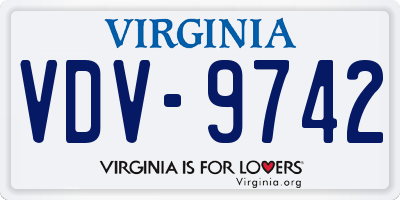 VA license plate VDV9742