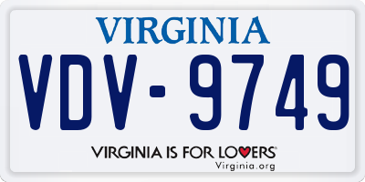 VA license plate VDV9749