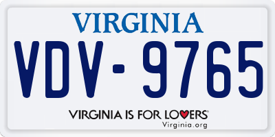 VA license plate VDV9765