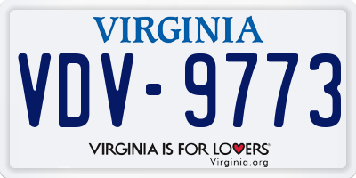 VA license plate VDV9773