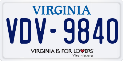 VA license plate VDV9840