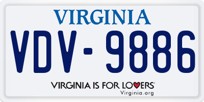 VA license plate VDV9886
