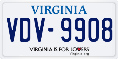 VA license plate VDV9908