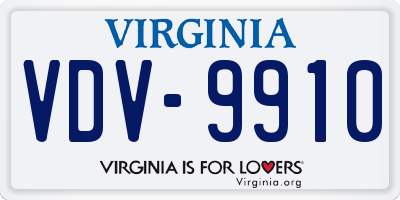 VA license plate VDV9910