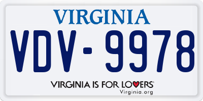 VA license plate VDV9978