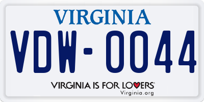 VA license plate VDW0044