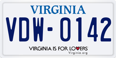 VA license plate VDW0142