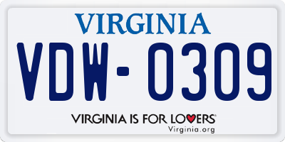 VA license plate VDW0309