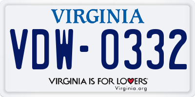 VA license plate VDW0332
