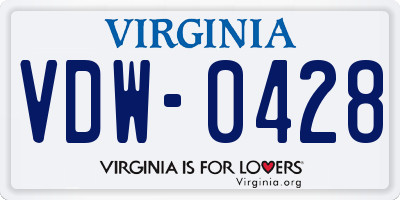 VA license plate VDW0428