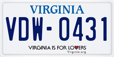 VA license plate VDW0431