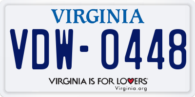 VA license plate VDW0448
