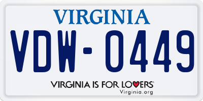 VA license plate VDW0449