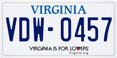 VA license plate VDW0457