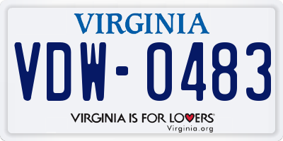 VA license plate VDW0483
