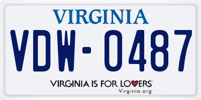 VA license plate VDW0487