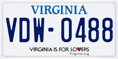 VA license plate VDW0488