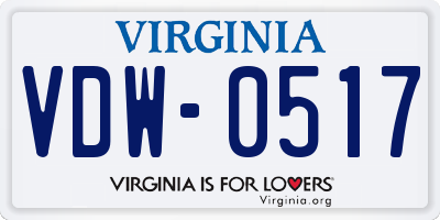 VA license plate VDW0517