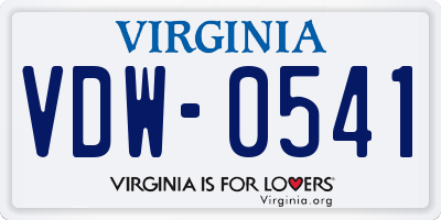 VA license plate VDW0541