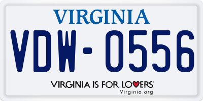 VA license plate VDW0556