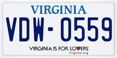VA license plate VDW0559