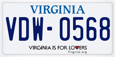VA license plate VDW0568