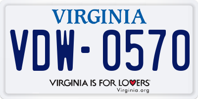 VA license plate VDW0570