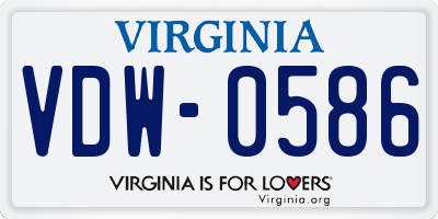 VA license plate VDW0586