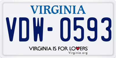 VA license plate VDW0593