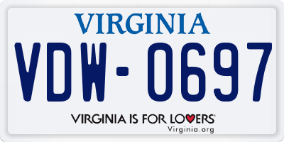 VA license plate VDW0697