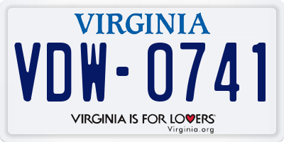 VA license plate VDW0741
