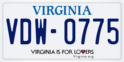 VA license plate VDW0775