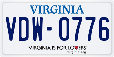 VA license plate VDW0776