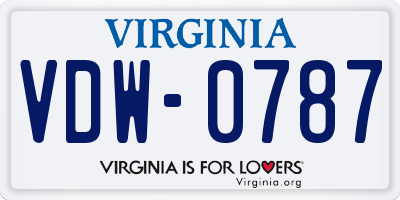 VA license plate VDW0787