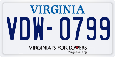 VA license plate VDW0799