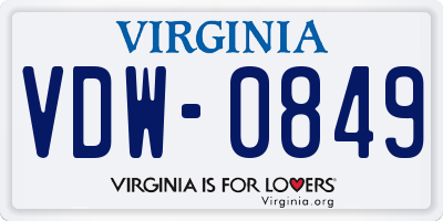 VA license plate VDW0849