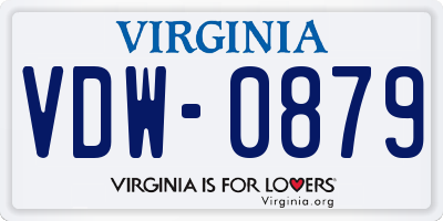 VA license plate VDW0879