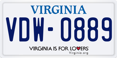 VA license plate VDW0889