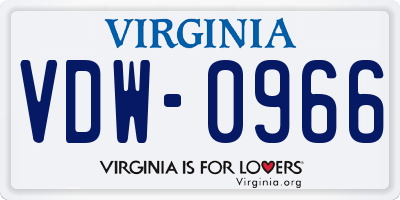VA license plate VDW0966