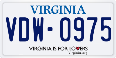 VA license plate VDW0975