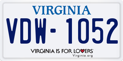 VA license plate VDW1052