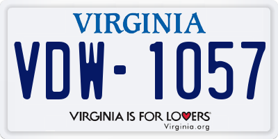 VA license plate VDW1057