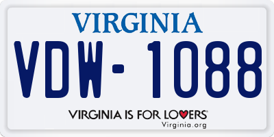 VA license plate VDW1088