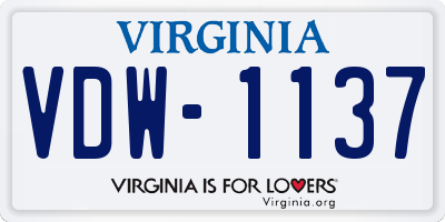VA license plate VDW1137