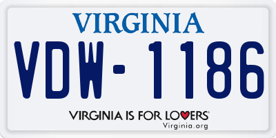VA license plate VDW1186